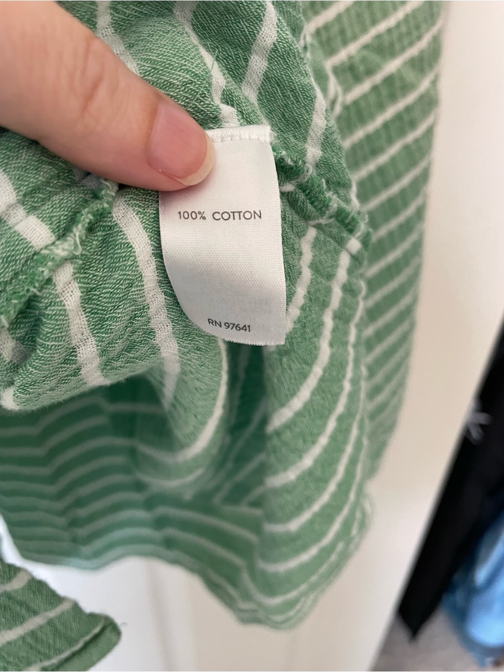 J Jill gauze Green Striped Button-Front top 3/4 sleeve cotton - Picture 3 of 10